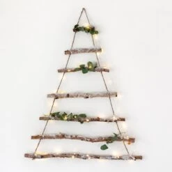 Lot De Sapin De Noël à Suspendre Avec Branches Enneigées Et Micro LED