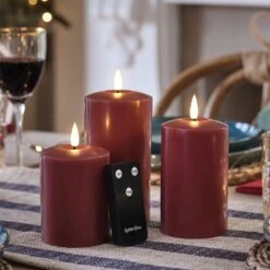 3 Bougies Pilliers TruGlow® Bordeaux à LED 5 3 Bougies Pilliers TruGlow® Bordeaux à LED -Noel Deco Magasin CA20010RC 3 bougies pilliers truglow bordeaux a led avec telecommande