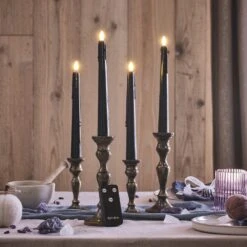 4 Chandelles TruGlow® Noires à Cire Coulante Avec Télécommande