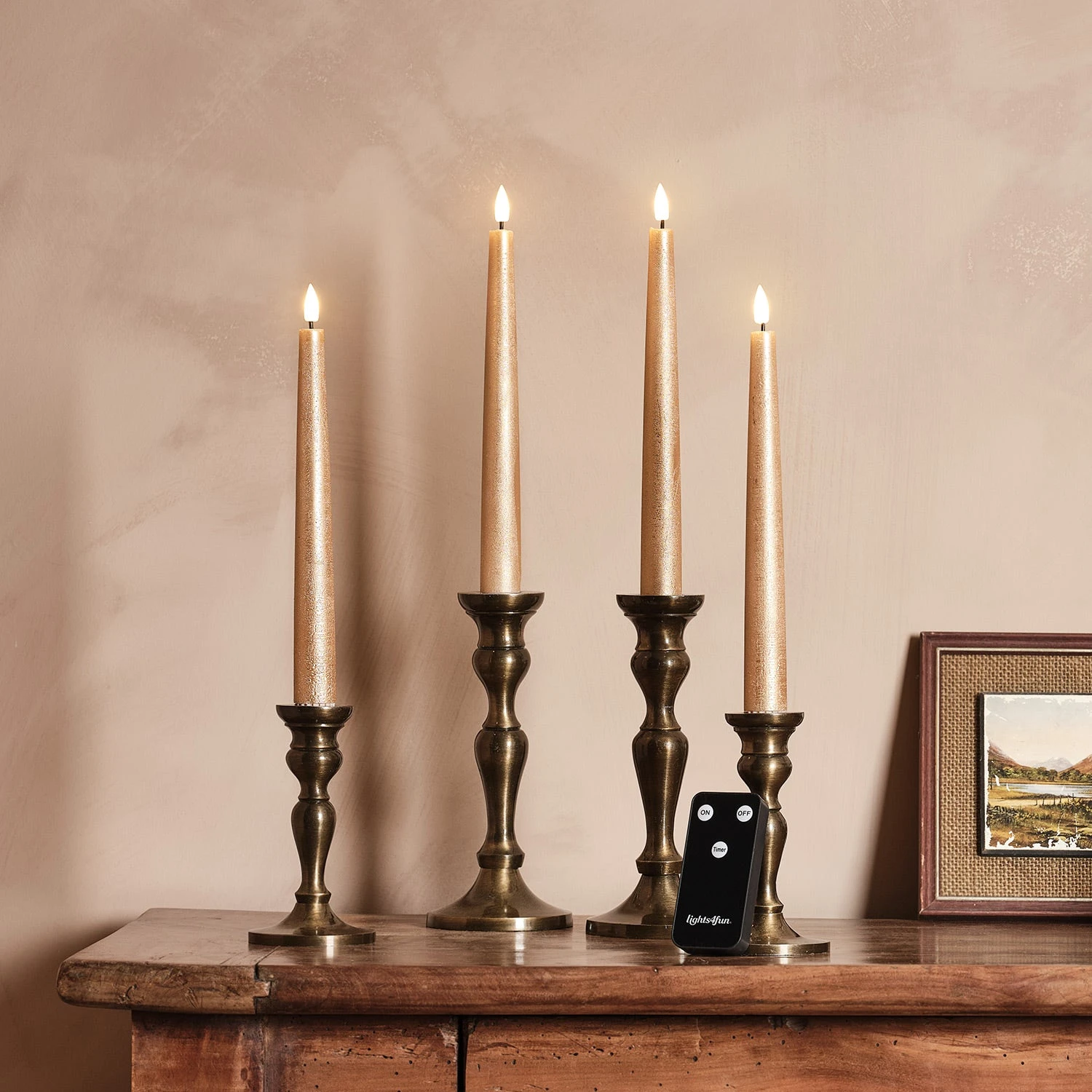 Lot De 4 Chandelles Cuivrées TruGlow® 1 Lot De 4 Chandelles Cuivrées TruGlow®