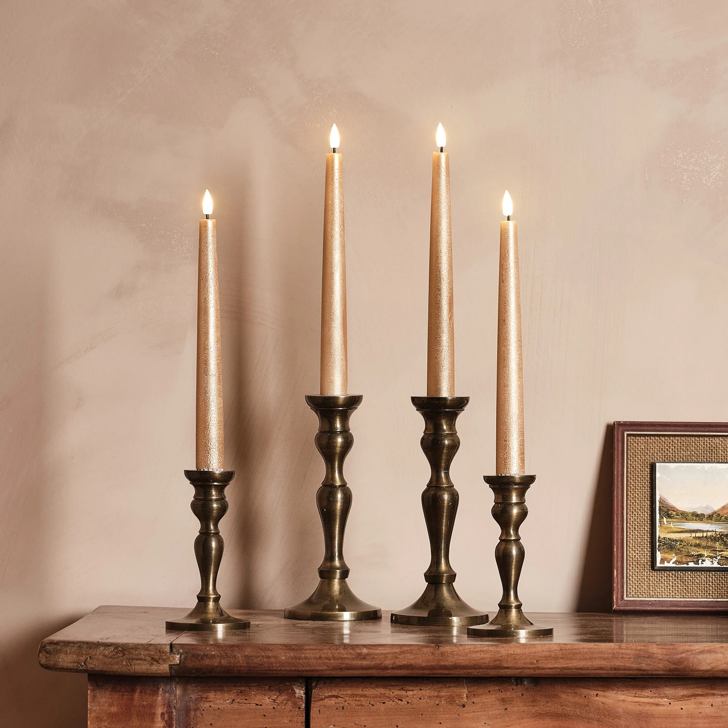 Lot De 4 Chandelles Cuivrées TruGlow® 2 Lot De 4 Chandelles Cuivrées TruGlow® – Image 2