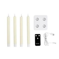 Lot De 4 Chandelles Rechargeables TruGlow® Avec Télécommande 13 Lot De 4 Chandelles Rechargeables TruGlow® Avec Télécommande -Noel Deco Magasin CA25005RCH contenu de l emballage