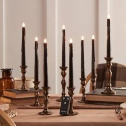 8 Chandelles TruGlow® Noires à Cire Coulante Avec Télécommande