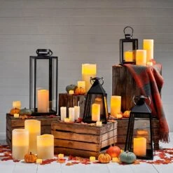 Malvern Lot De 2 Lanternes De Jardin 15 Malvern Lot De 2 Lanternes De Jardin -Noel Deco Magasin D LA170012 Tall Black Battery Candle Lantern Autumn Halloween Crates P4