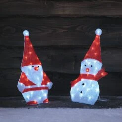 Silhouette Bonhomme De Neige En Acrylique De 51 Cm -Noel Deco Magasin D PL240256 2 bonhomme de neige et pere noel