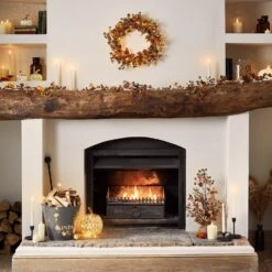 Lot Couronne Et Guirlande Automnales 5 Lot Couronne Et Guirlande Automnales -Noel Deco Magasin D WR21011GA lot couronne et guirlande automnales tons oranges 3