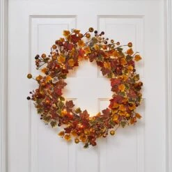 Couronne Automnale Pré-éclairée De 46 Cm 5 Couronne Automnale Pré-éclairée De 46 Cm -Noel Deco Magasin D WR21011 couronne automnale pre eclairee de 46 cm 2