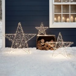 Lot De 3 Étoiles Lumineuses D'Extérieur à Micro LED 6 Lot De 3 Étoiles Lumineuses D'Extérieur à Micro LED -Noel Deco Magasin D XX191012 Trio Etoiles 3D Exterieur Micro LED Lumineux P3