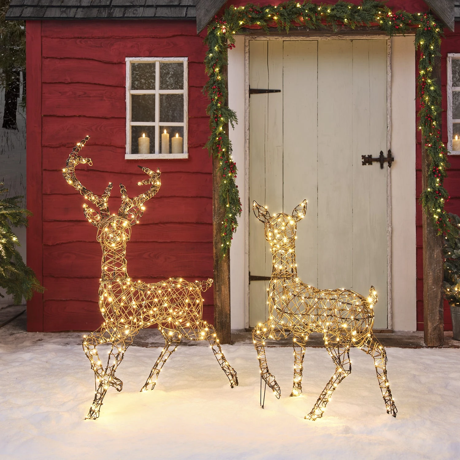 Cerf Et Biche Solaire De Noël Studley En Rotin, à LED Bicolore 2 Cerf Et Biche Solaire De Noël Studley En Rotin, à LED Bicolore – Image 2