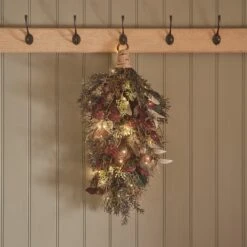 Lot De Couronne & Bouquet Mural Automne-Hiver Pré-éclairés 16 Lot De Couronne & Bouquet Mural Automne-Hiver Pré-éclairés -Noel Deco Magasin DE25005 bouquet mural pre eclaire automne hiver 5