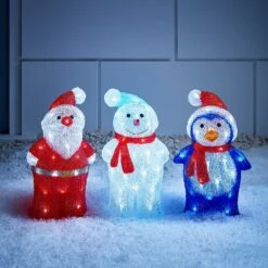 Lot De 3 Décorations Lumineuses De Noël En Acrylique