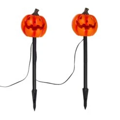 Lot De 2 Balises Lumineuses Citrouilles 9 Lot De 2 Balises Lumineuses Citrouilles -Noel Deco Magasin HA25006OFF balises lumineuse citrouilles sur fond blanc eteintes