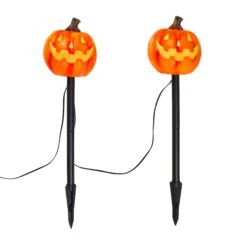 Lot De 4 Balises Lumineuses Citrouilles 9 Lot De 4 Balises Lumineuses Citrouilles -Noel Deco Magasin HA25006ON balises lumineuse citrouilles sur fond blanc 1