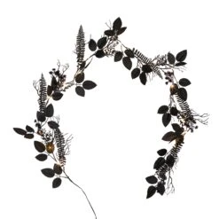 Lot De Couronne Et Guirlande Pré-éclairées D’Halloween Aux Feuillages Noirs 19 Lot De Couronne Et Guirlande Pré-éclairées D’Halloween Aux Feuillages Noirs -Noel Deco Magasin HA25012