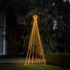 Sapin De Noël Cône Lumineux D’Extérieur De 2,4 M à 706 LED Blanc Chaud