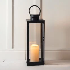 Grande Malvern Lanterne De Jardin 10 Grande Malvern Lanterne De Jardin -Noel Deco Magasin LA17001 Malvern Black Outdoor LED Candle Lantern Indoor solo P4