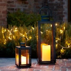 Grande Malvern Lanterne De Jardin 13 Grande Malvern Lanterne De Jardin -Noel Deco Magasin LA17001 Malvern Tall Black Outdoor Battery Candle Lantern Duo P2