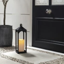 Lanterne De Terrasse Noire 7 Lanterne De Terrasse Noire -Noel Deco Magasin LA18006 Black Metal Outdoor Lantern Autumn Frontdoor P3