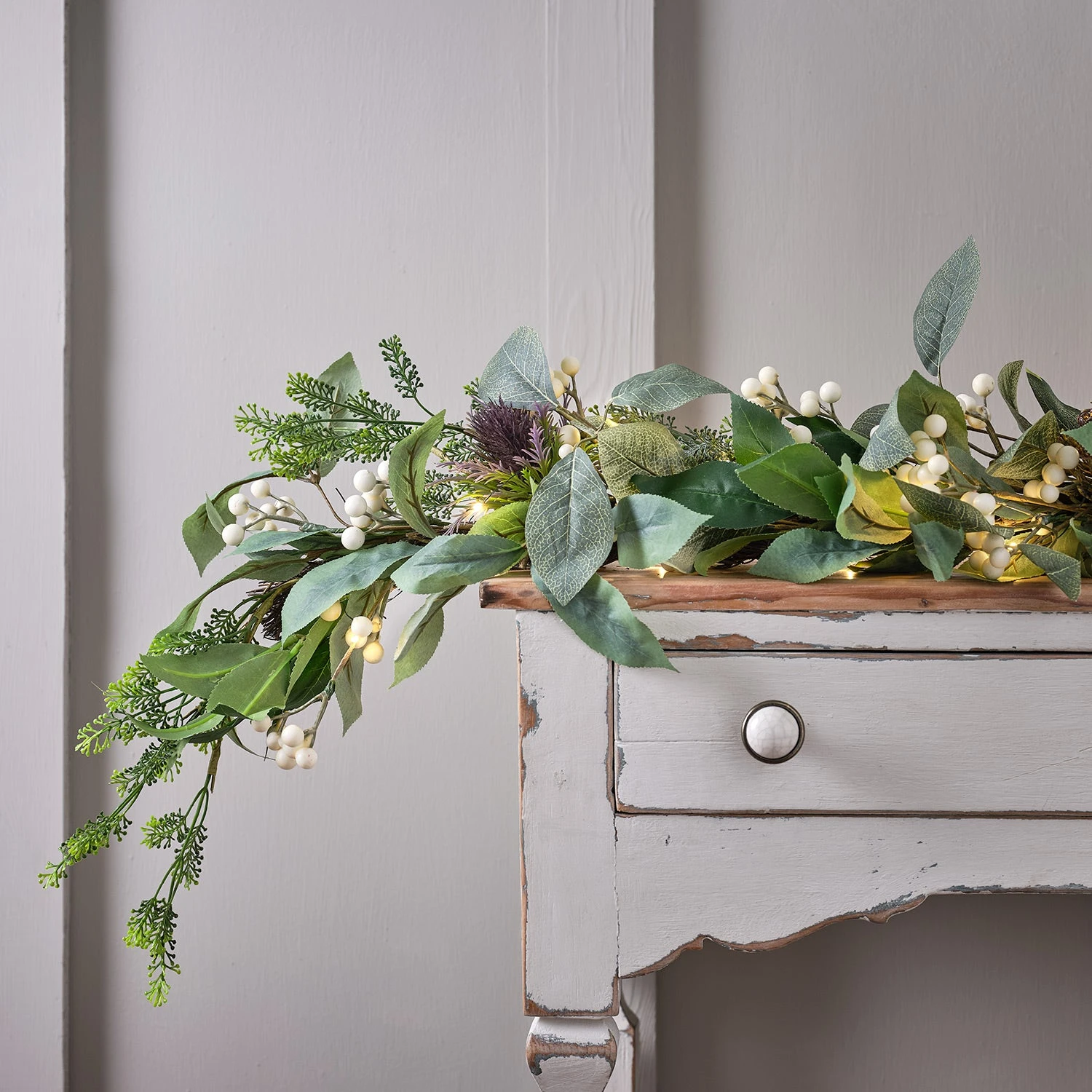 Guirlande De Noël Pré-éclairée à Baies Blanches De 1,50 M 1 Guirlande De Noël Pré-éclairée à Baies Blanches De 1,50 M