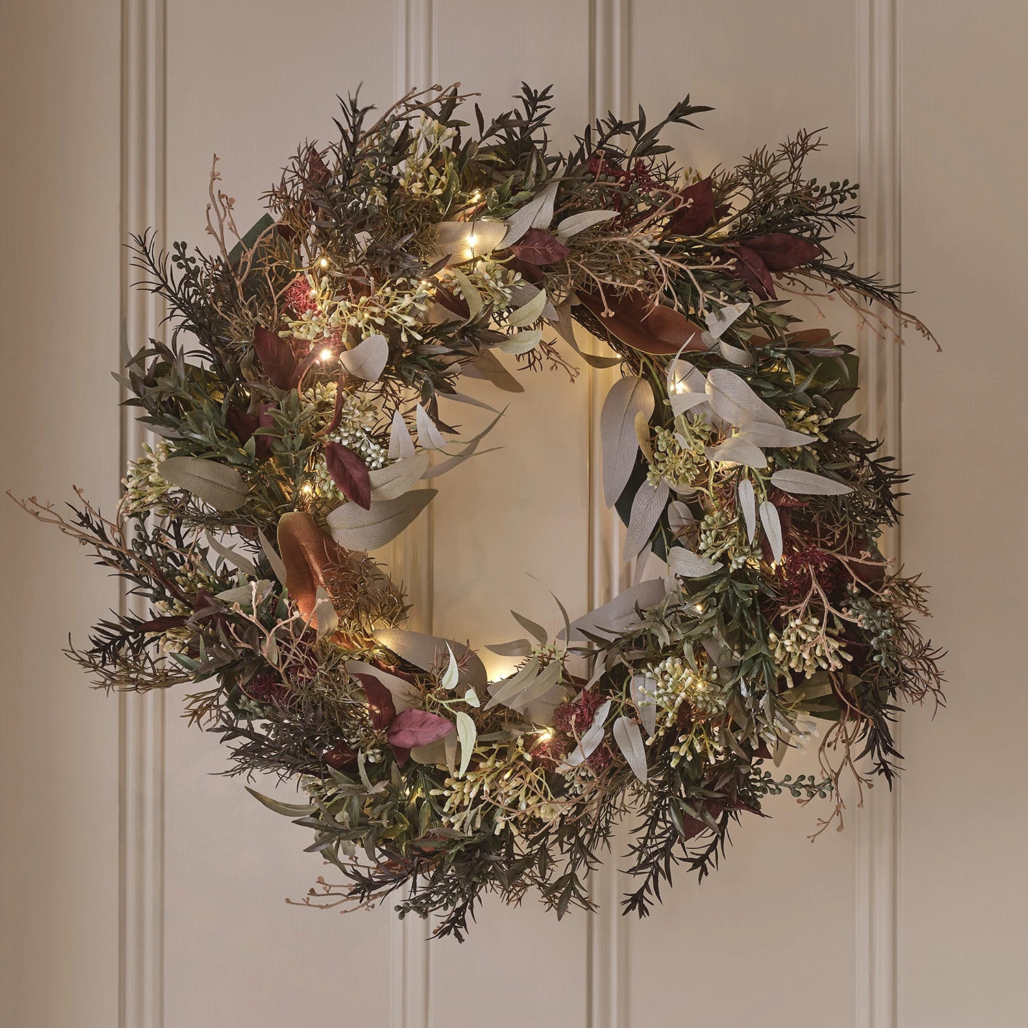 Lot De Couronne & Bouquet Mural Automne-Hiver Pré-éclairés 2 Lot De Couronne & Bouquet Mural Automne-Hiver Pré-éclairés – Image 2