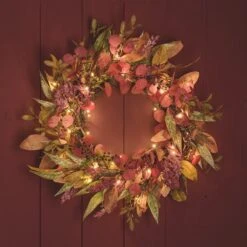 Couronne Automne-Hiver Pré-éclairée De 50 Cm 10 Couronne Automne-Hiver Pré-éclairée De 50 Cm -Noel Deco Magasin LL WR25007 couronne automne hiver pre eclairee de 40 cm accrochee a une porte