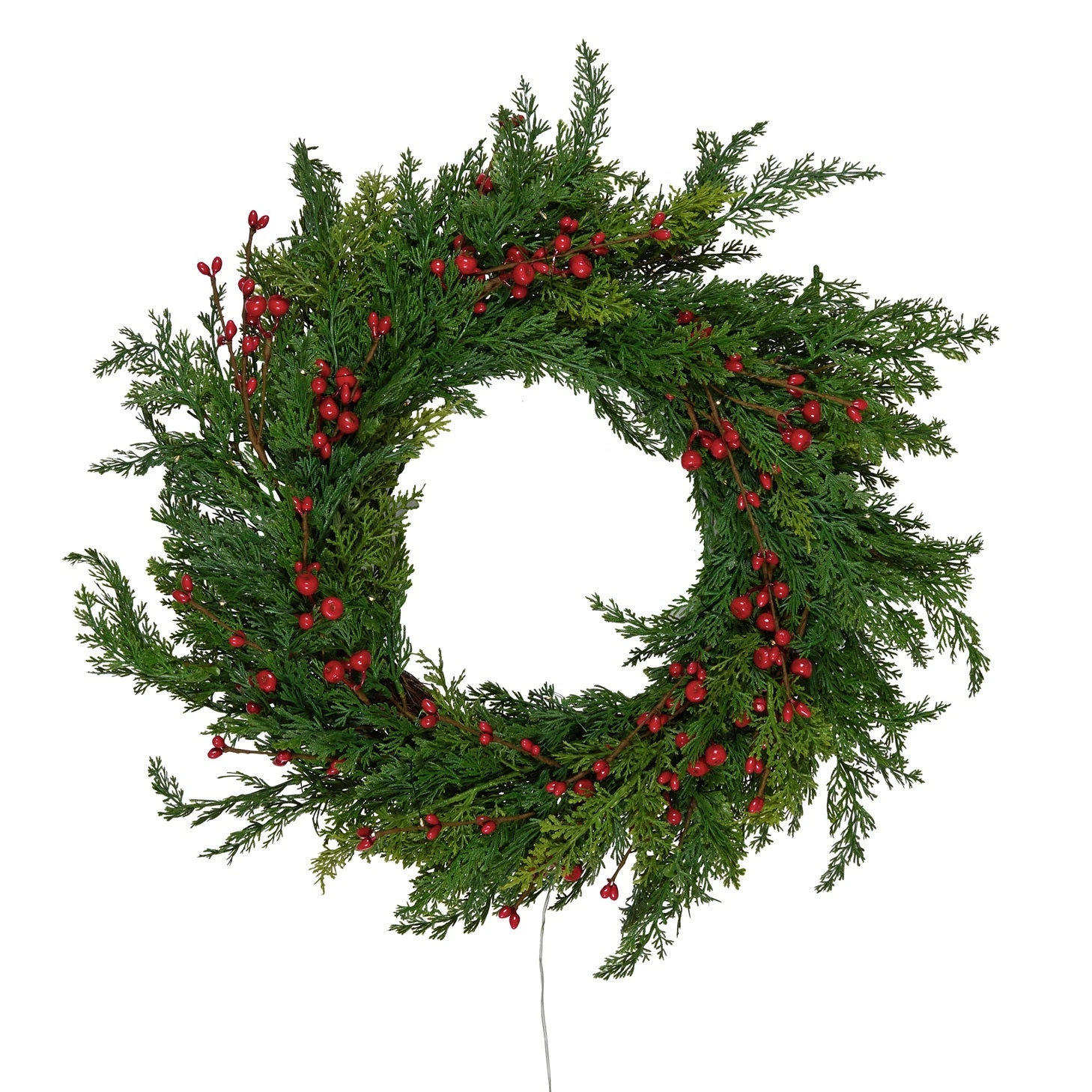 Couronne De Noël Pré-éclairée Aux Baies Rouges 6 Couronne De Noël Pré-éclairée Aux Baies Rouges – Image 6