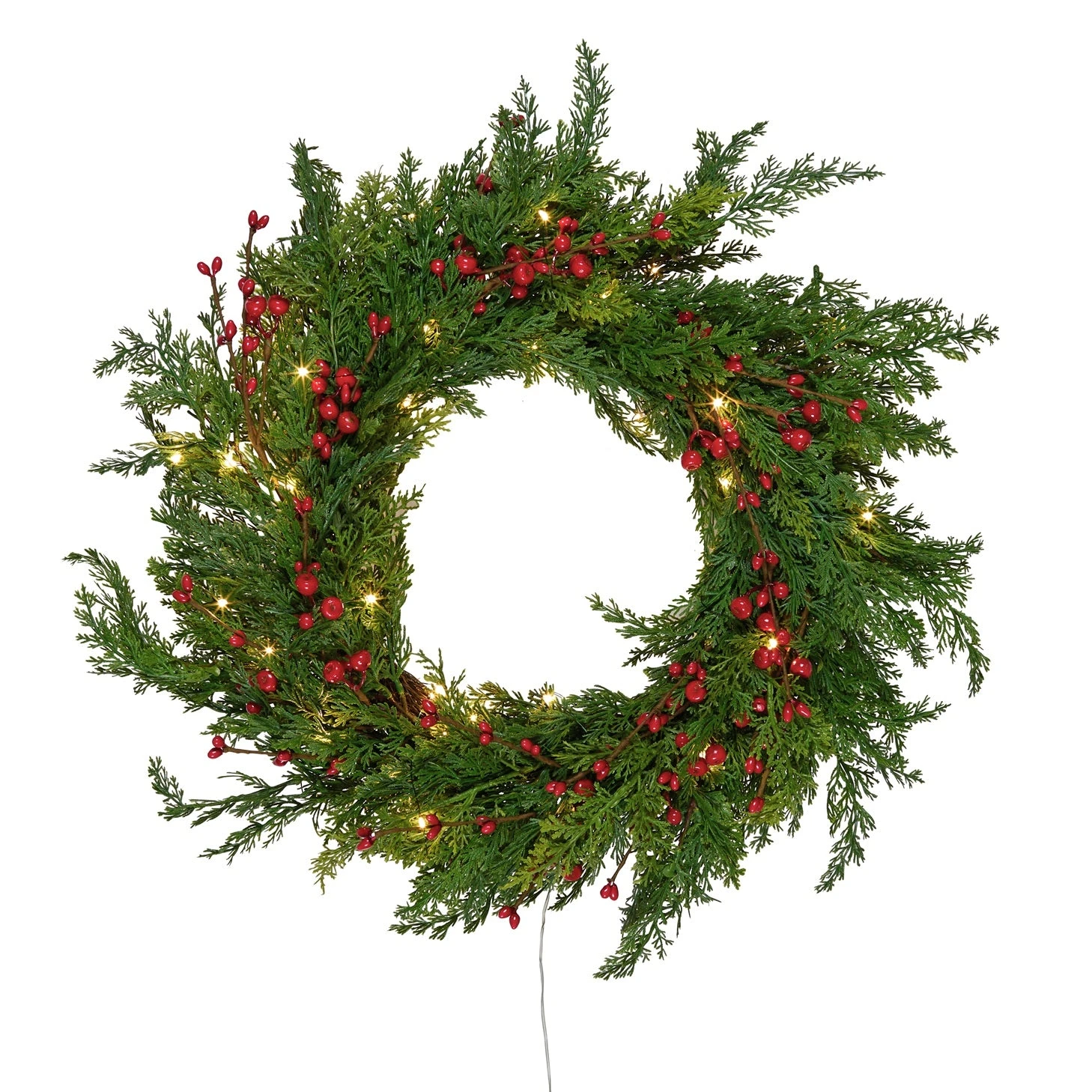 Couronne De Noël Pré-éclairée Aux Baies Rouges 5 Couronne De Noël Pré-éclairée Aux Baies Rouges – Image 5