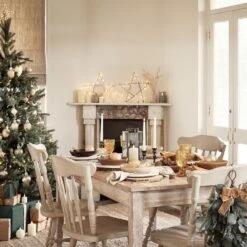 Étoile Lumineuse En Bois Gris 13 Étoile Lumineuse En Bois Gris -Noel Deco Magasin LL21098 Etoile Lumineuse en Bois Gris vue avec table de noel