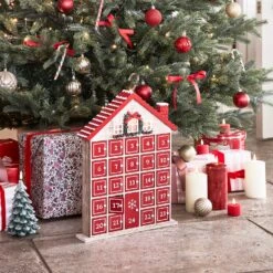 Calendrier De L'Avent En Bois En Forme De Maison De Campagne 6 Calendrier De L'Avent En Bois En Forme De Maison De Campagne -Noel Deco Magasin LL21118 calendrier de lavent en bois en forme de maison de campagne