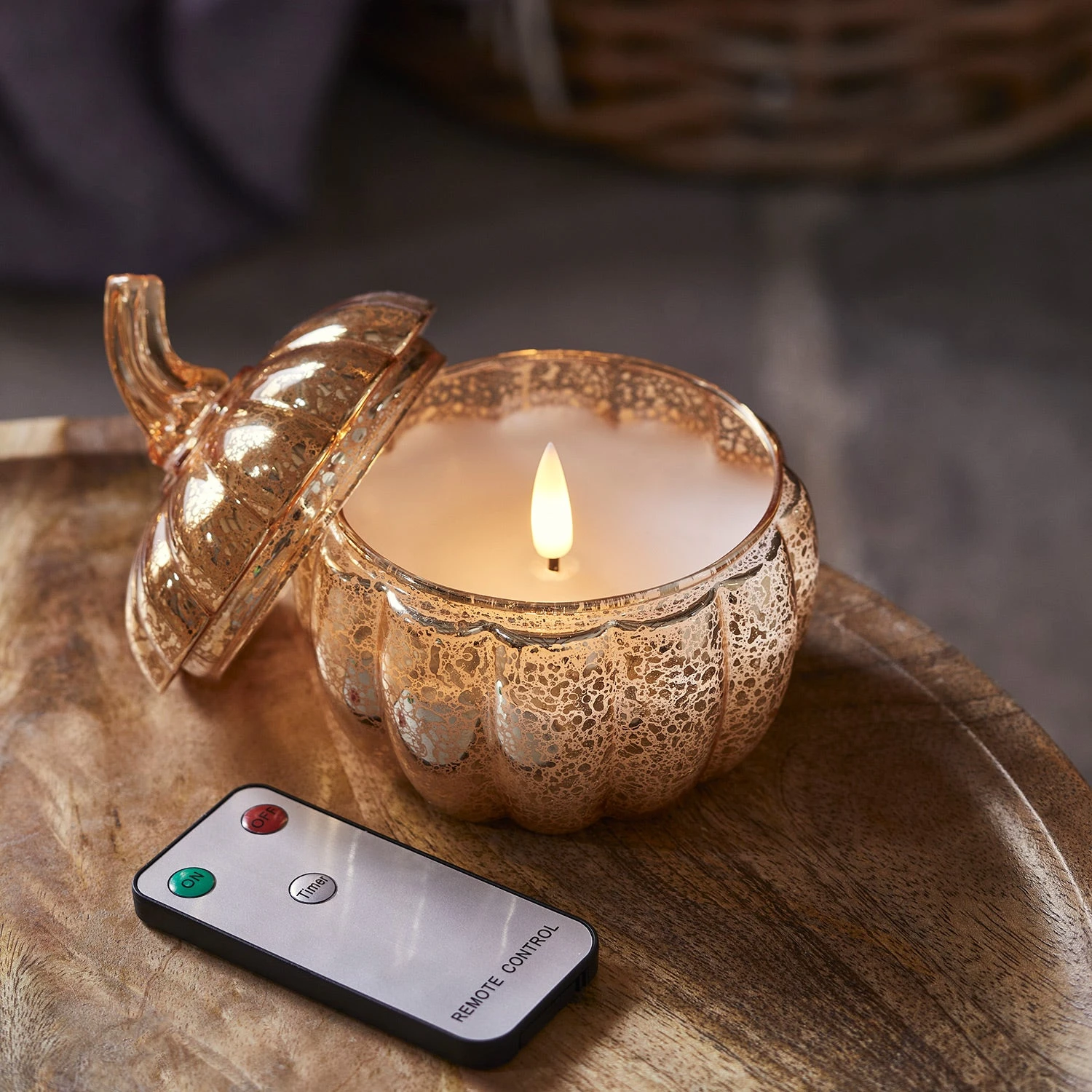 Bougie Citrouille TruGlow® En Verre Moucheté 3 Bougie Citrouille TruGlow® En Verre Moucheté – Image 3