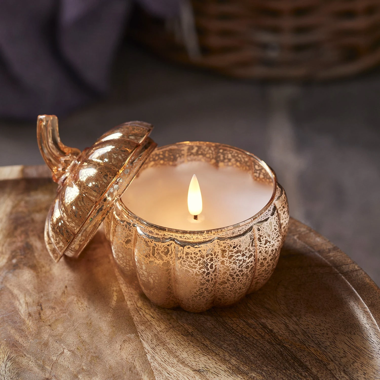 Bougie Citrouille TruGlow® En Verre Moucheté 1 Bougie Citrouille TruGlow® En Verre Moucheté