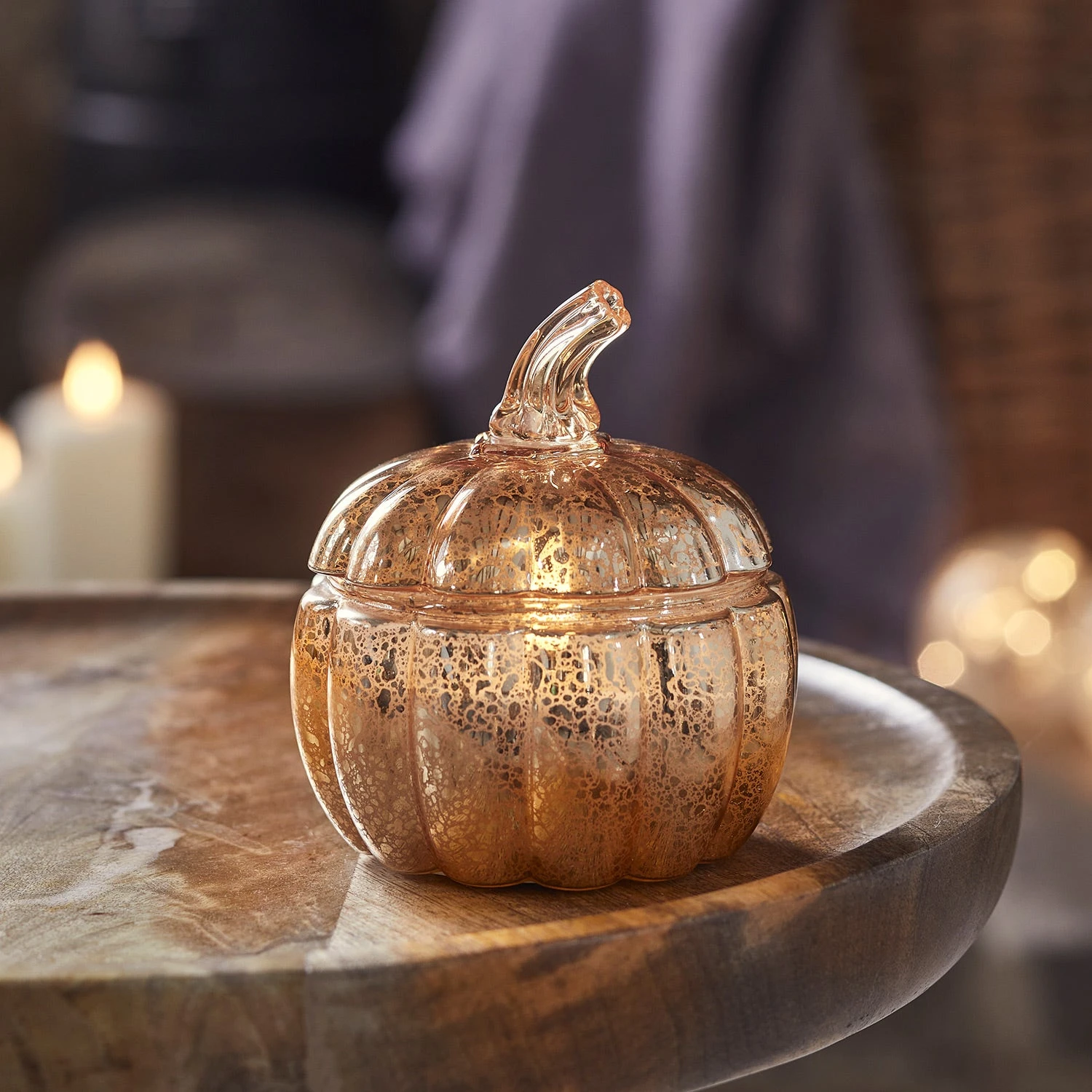 Bougie Citrouille TruGlow® En Verre Moucheté 2 Bougie Citrouille TruGlow® En Verre Moucheté – Image 2