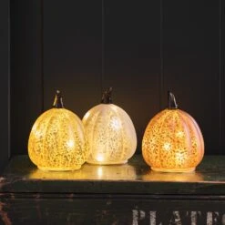 Lot De 3 Citrouilles Lumineuses En Verre à La Patine Blanche 22 Lot De 3 Citrouilles Lumineuses En Verre à La Patine Blanche -Noel Deco Magasin LL24029 lot de 3 citrouilles lumineuses en verre a la patine blanche 1