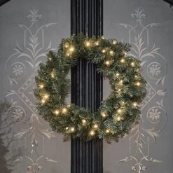 Couronne De Noël Pré-éclairée De 50 Cm En Sapin