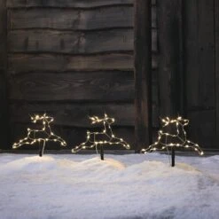 Lot De 3 Petites Balises Lumineuses Rennes De Noël