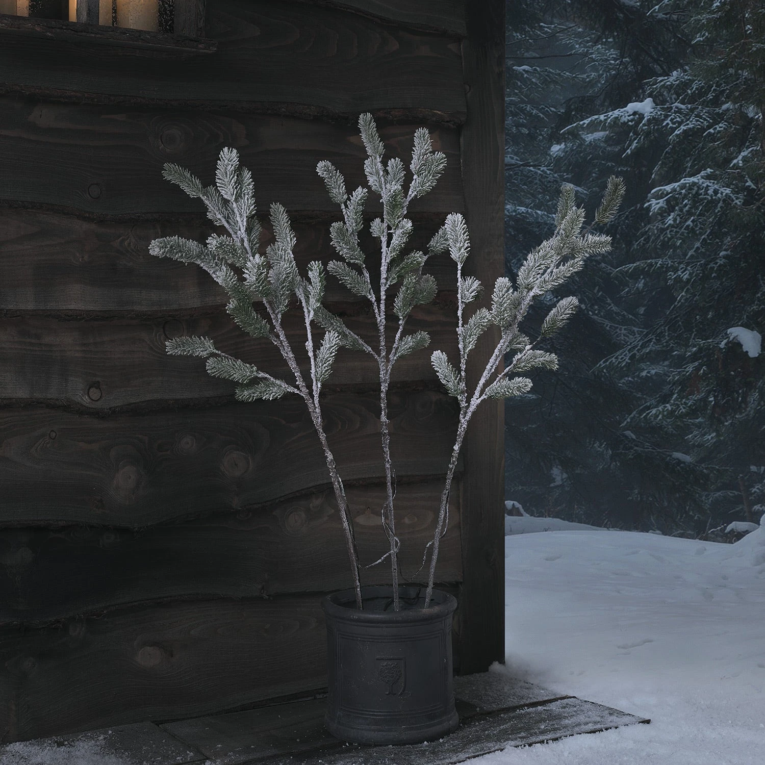 Lot De 3 Branches De Pin Givrées à Micro LED 2 Lot De 3 Branches De Pin Givrées à Micro LED – Image 2