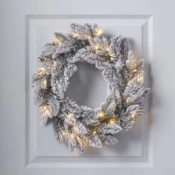 Lot Couronne & Guirlande De Noël Enneigées à LED Blanc Chaud 6 Lot Couronne & Guirlande De Noël Enneigées à LED Blanc Chaud -Noel Deco Magasin LL25009 couronne enneigee pour l interieur