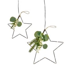 Set De 2 Étoiles Micro-LED Avec Feuillage D’Hiver 11 Set De 2 Étoiles Micro-LED Avec Feuillage D’Hiver -Noel Deco Magasin LL25017 de 2 etoiles micro led avec feuillage d hiver sur fond blanc