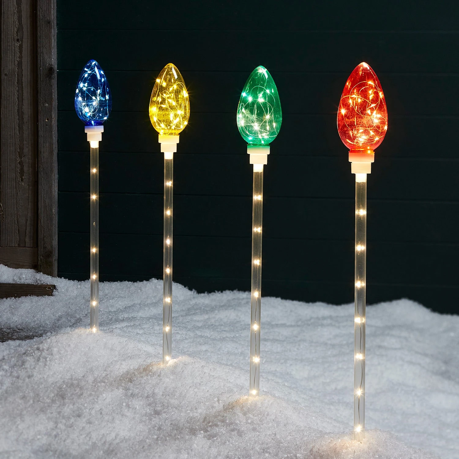 Lot De 4 Balises Extérieures Multicolores De Noël à LED 1 Lot De 4 Balises Extérieures Multicolores De Noël à LED