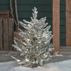 Sapin De Noël De 91cm Sur Piquet Et à LED Bicolore, Effet Givré