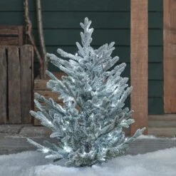 Sapin De Noël De 91cm Sur Piquet Et à LED Bicolore, Effet Givré 6 Sapin De Noël De 91cm Sur Piquet Et à LED Bicolore, Effet Givré -Noel Deco Magasin TR23001 sapin de noel de 91cm sur piquet et a LED bicolore blanc 4