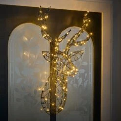 Tête De Cerf Lumineuse Harlow En Rotin 24v