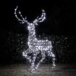 Cerf Solaire De Noël à LED Bicolore Studley En Rotin 2 M