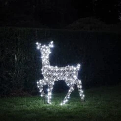 Biche Solaire De Noël à LED Bicolore Studley En Rotin 88 Cm