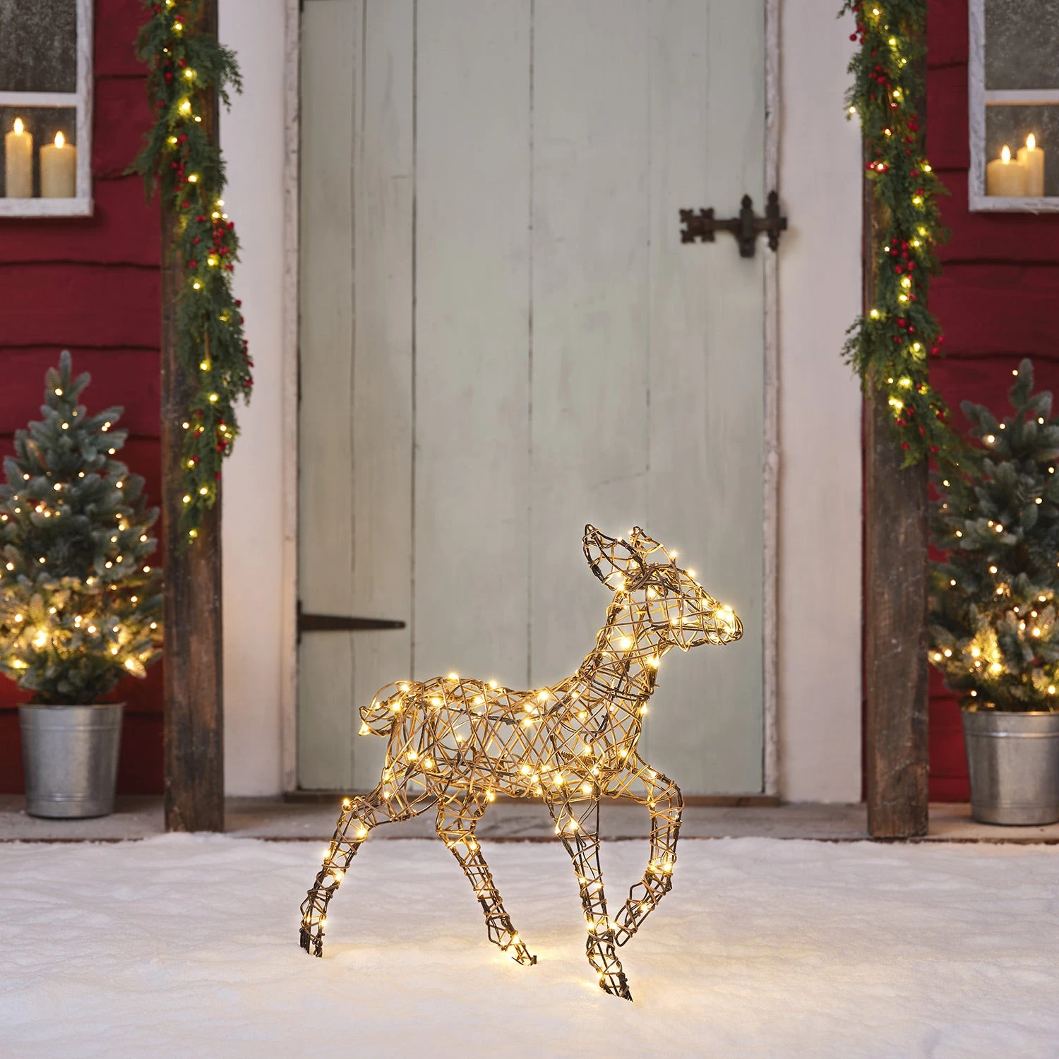 Faon Solaire De Noël à LED Bicolore Studley En Rotin 60 Cm 2 Faon Solaire De Noël à LED Bicolore Studley En Rotin 60 Cm – Image 2