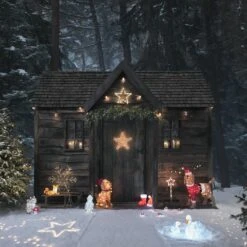 Chiot Lumineux Avec Guirlande Multicolore 5 Chiot Lumineux Avec Guirlande Multicolore -Noel Deco Magasin cabine exterieure decoree de figurines lumineuses