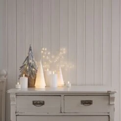 Lot De 2 Sapins Lumineux En Céramique à LED Blanc Chaud -Noel Deco Magasin un commode decore dune variete de sapin et bougies led